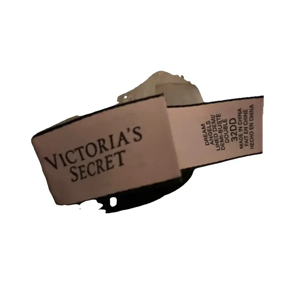 Victoria’s Secret Dream Angels Bra 32DD Lined Demi Black Ivory Bling